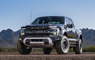 black ford f-150 in front of mountains